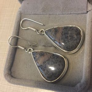 Natural dendrite Opal grayish gemstone Earrings